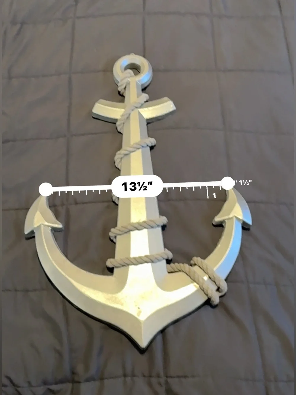 Gray Nautical Anchor Wall Decor with Rope - Home Accent